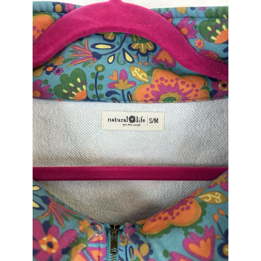 Natural Life Floral Quarter Zip Pullover Size S/M Boho Hippie Cottagecore Cozy - Picture 3 of 10
